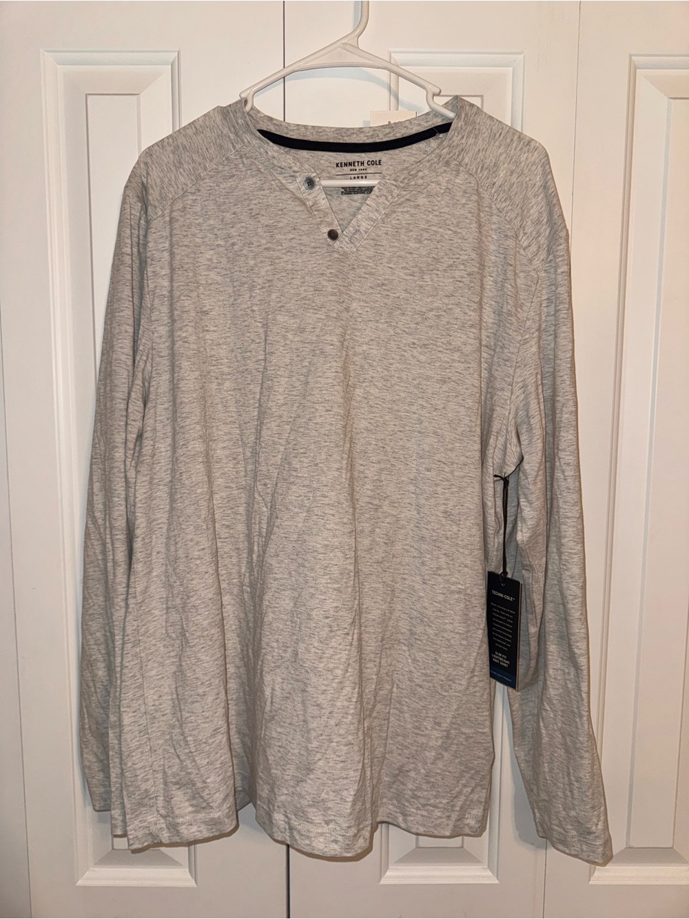 Kenneth Cole Light Heather Gray Long Sleeve Henley